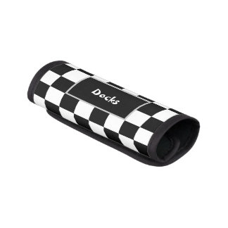 Black White Checker Luggage Handle Wrap