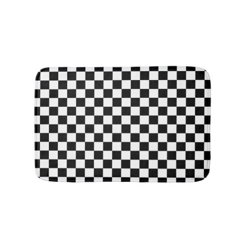 Black White Checker Pattern Bath Mat