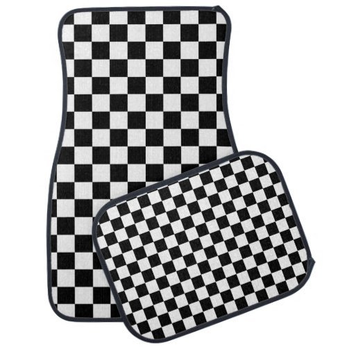 Black White Checker Pattern Car Floor Mat