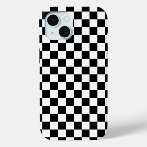 Black White Checker Pattern iPhone 15 Case