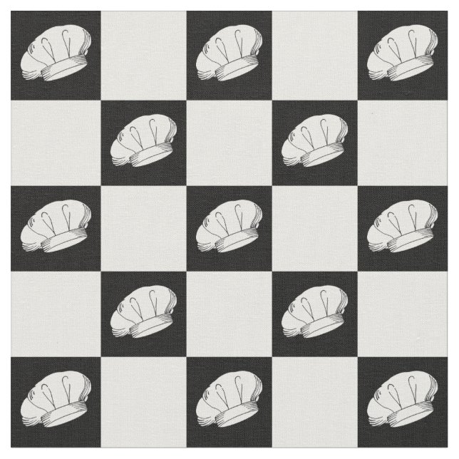 Black White Checker Pattern Chef Uniform Fabric (Close Up)