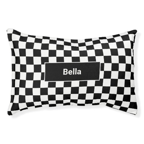 Black White Checker Pattern Dog Bed