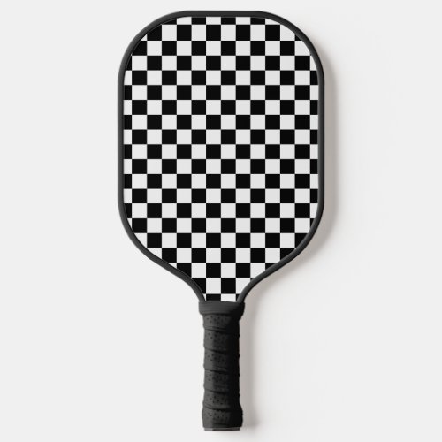 Black White Checker Pattern Pickleball Paddle