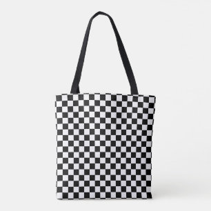 black white Checker Pattern Tote Bag