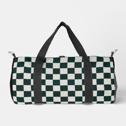 Black White Checker Personalized Duffle Bag