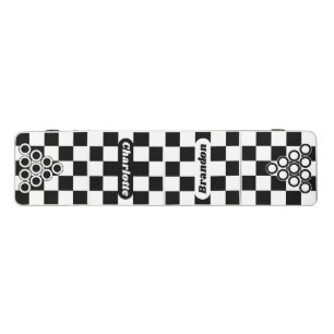 Black & White Checker with Names Beer Pong Table