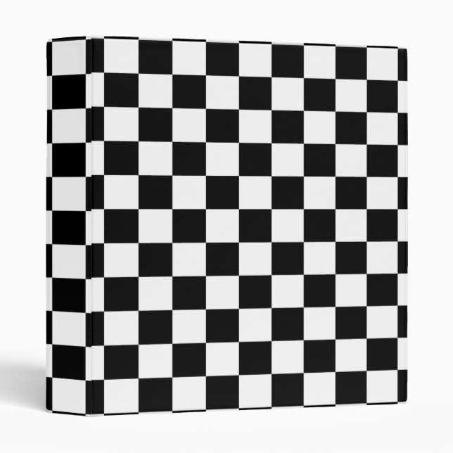 Black & White Checkerboard Background Binder (Front/Spine)