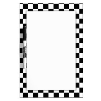 Black & White Checkerboard Background Dry-Erase Board