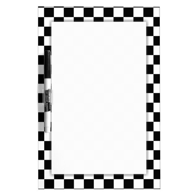 Black & White Checkerboard Background Dry-Erase Board (Front)