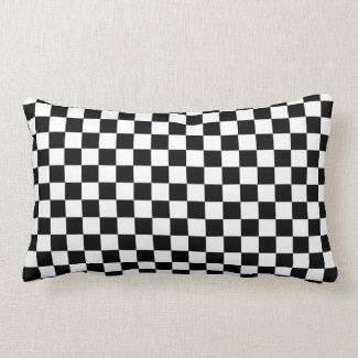 Black & White Checkerboard Background Lumbar Pillow