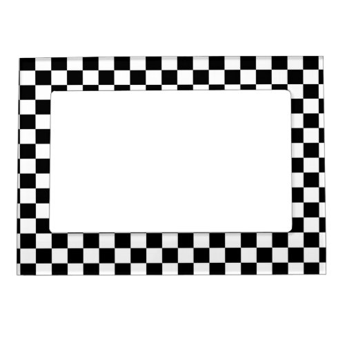 Black  White Checkerboard Background Magnetic Frame