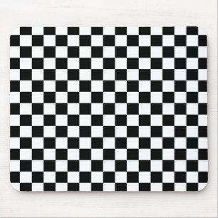 Black & White Checkerboard Background Mouse Pad