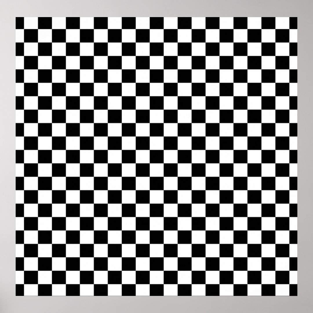 Black & White Checkerboard Background Poster | Zazzle