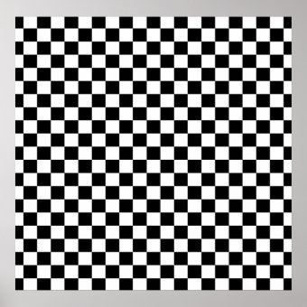 Black & White Checkerboard Background Poster | Zazzle