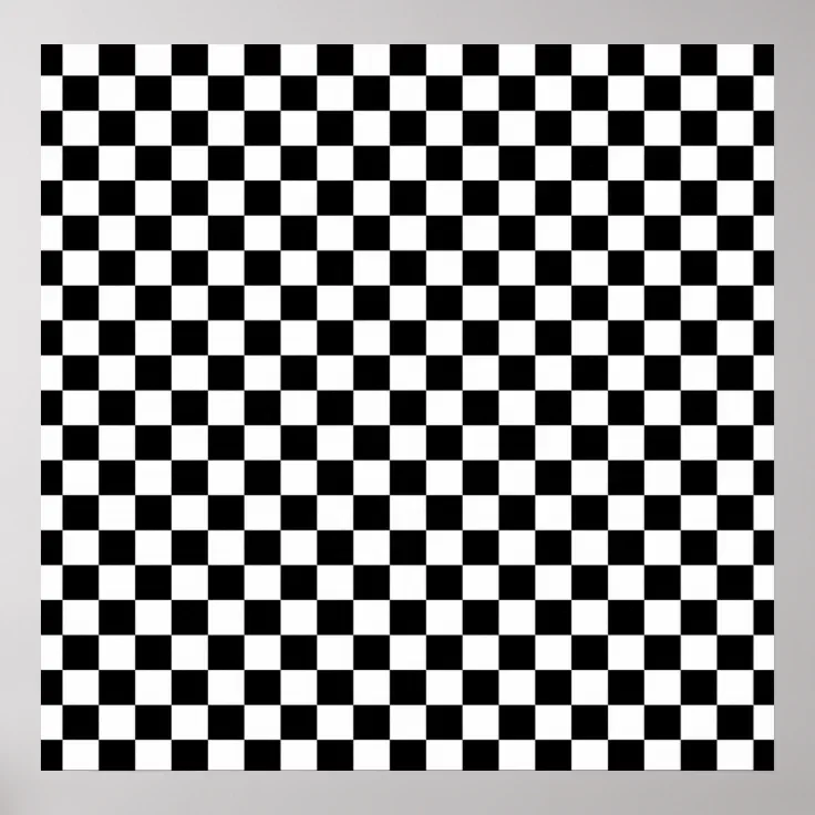Black & White Checkerboard Background Poster | Zazzle