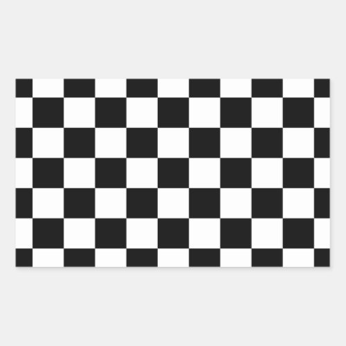 Black  White Checkerboard Background Rectangular Sticker