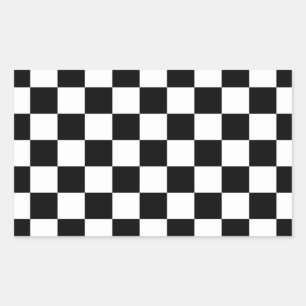 Black & White Checkerboard Background Rectangular Sticker