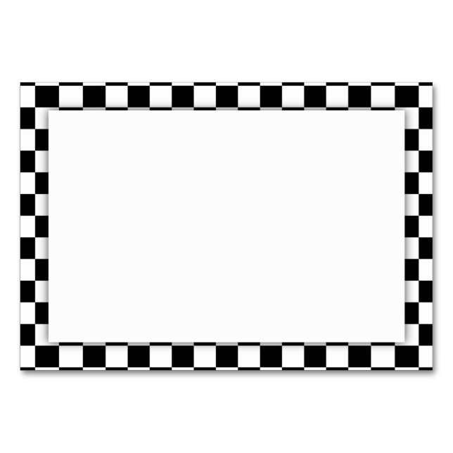 Black & White Checkerboard Background Table Number (Front)