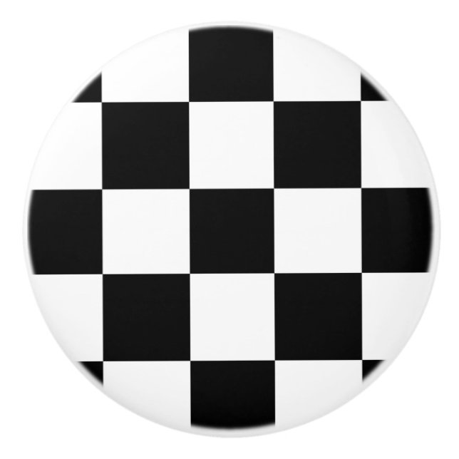 Black & White Checkerboard Ceramic Pull (Front)