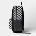 Black White Checkerboard Check Pattern Logo Printed Backpack | Zazzle