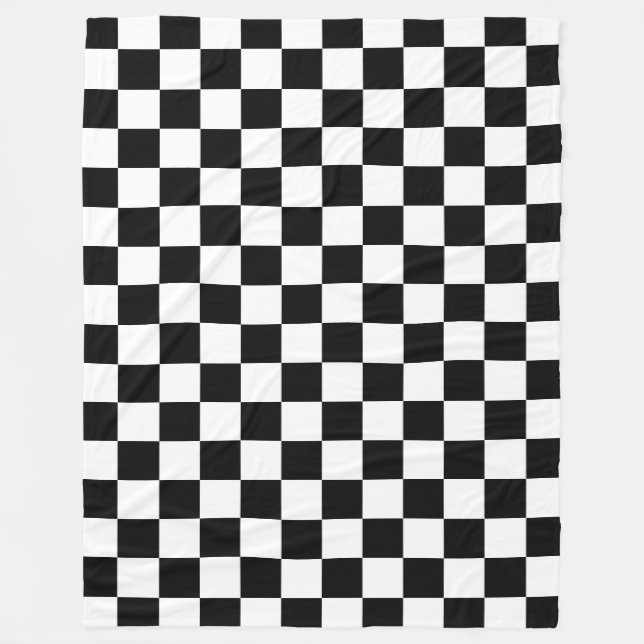 Black White Checkerboard Checkered Checked Check Fleece Blanket (Front)