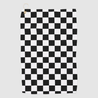 Black White Checkerboard Checkered Checked Check Golf Towel