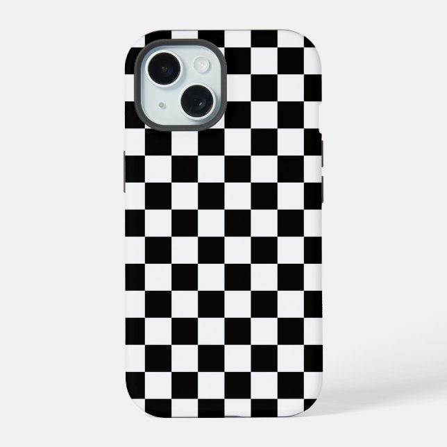 Black White Checkerboard Checkered Checked Check Iphone Case (Back)
