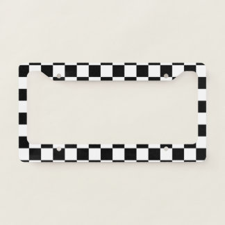 Black White Checkerboard Checkered Checked Check License Plate Frame