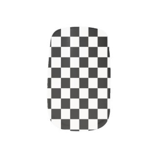 Black White Checkerboard Checkered Checked Check Minx Nail Art