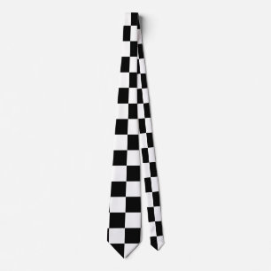 Black White Checkerboard Checkered Checked Check Neck Tie