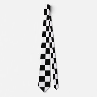 Black White Checkerboard Checkered Checked Check Neck Tie
