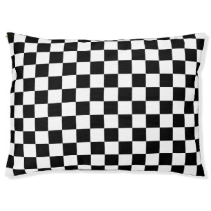 Black White Checkerboard Checkered Checked Check Pet Bed