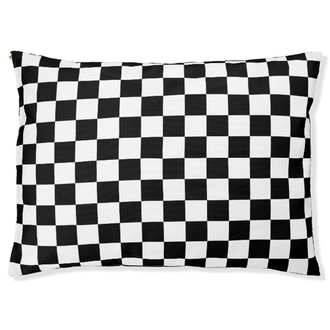 Black White Checkerboard Checkered Checked Check Pet Bed (Front)