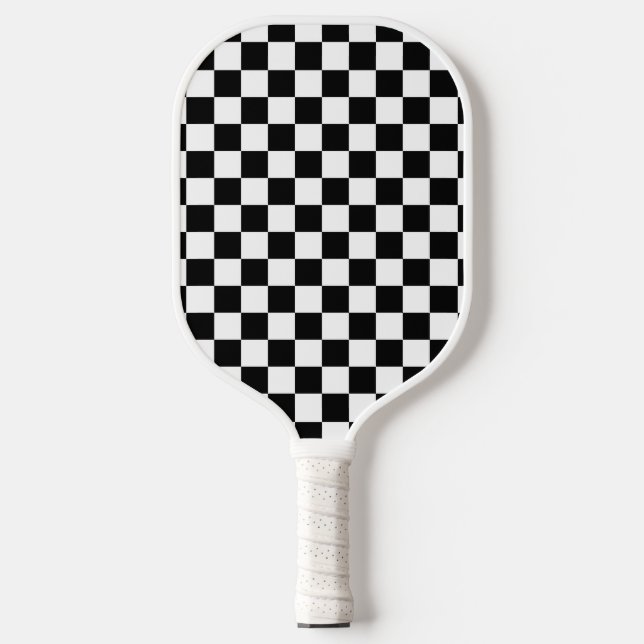 Black White Checkerboard Checkered Checked Check Pickleball Paddle (Front)