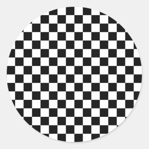 Black  White Checkerboard Classic Round Sticker