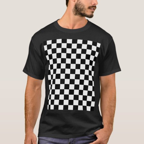 Black White Checkerboard Cool Gingham Checkered Lo T_Shirt