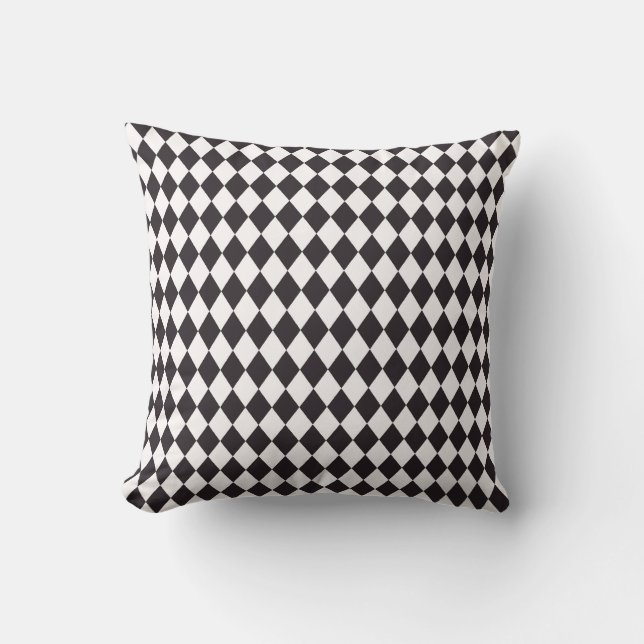 Black white checkerboard diamonds pattern pillow (Front)
