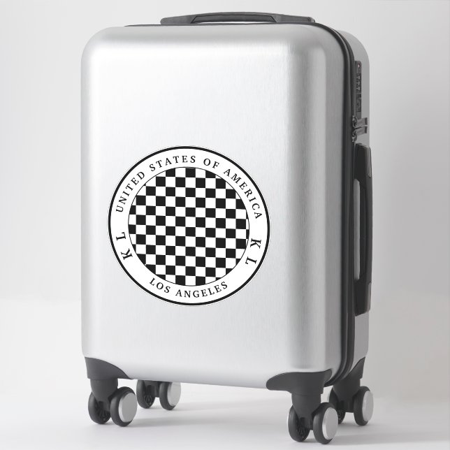 Black & White Checkerboard for Vacation  Sticker (Suitcase)