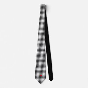 Black White Checkerboard INITIALS Sports Classic Neck Tie