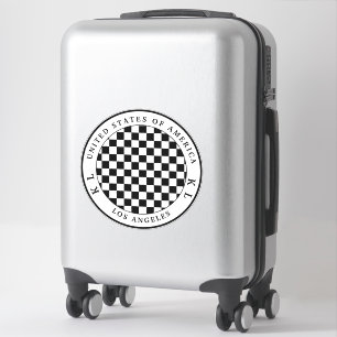 Black & White Checkerboard Monogram Travel Luggage Sticker