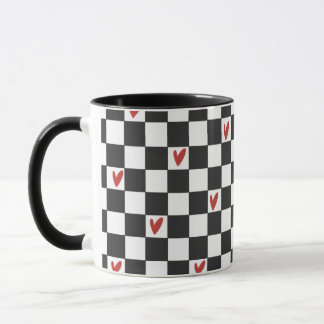 Black & White Checkerboard Mug | Modern Aesthetic