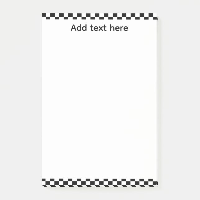 Black & White Checkerboard Notepad | Editable Pers (Front)