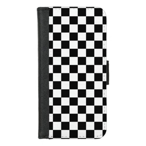 Black White Checkerboard Pattern iPhone 87 Wallet Case