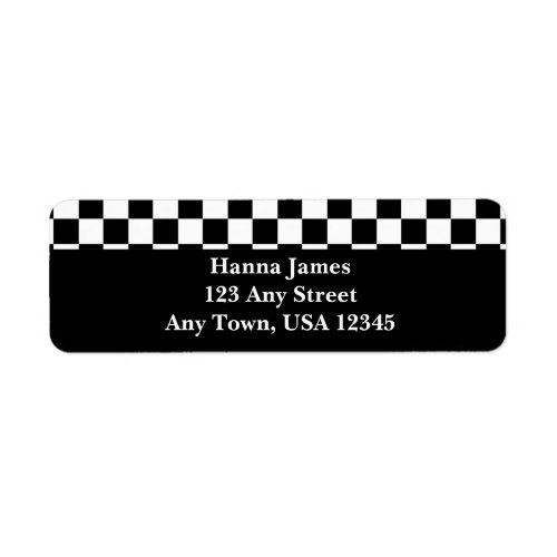 Black White Checkerboard Pattern Personalized Label