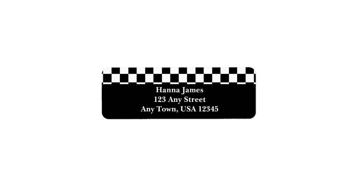 Black White Checkerboard Pattern Personalized Label | Zazzle