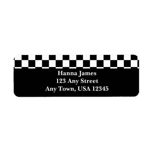 Black White Checkerboard Pattern Personalized Label (Front)