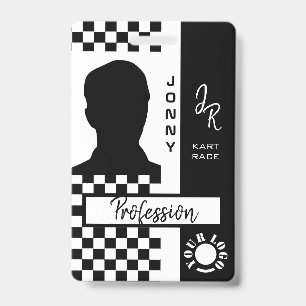 Black White Checkerboard Racing Flag Line Racing Badge