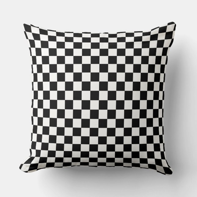 Black & White Checkerboard Throw Pillow (Front)