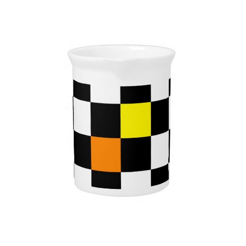 Black White Checkerboard with Yellow Orange Color Pitcher