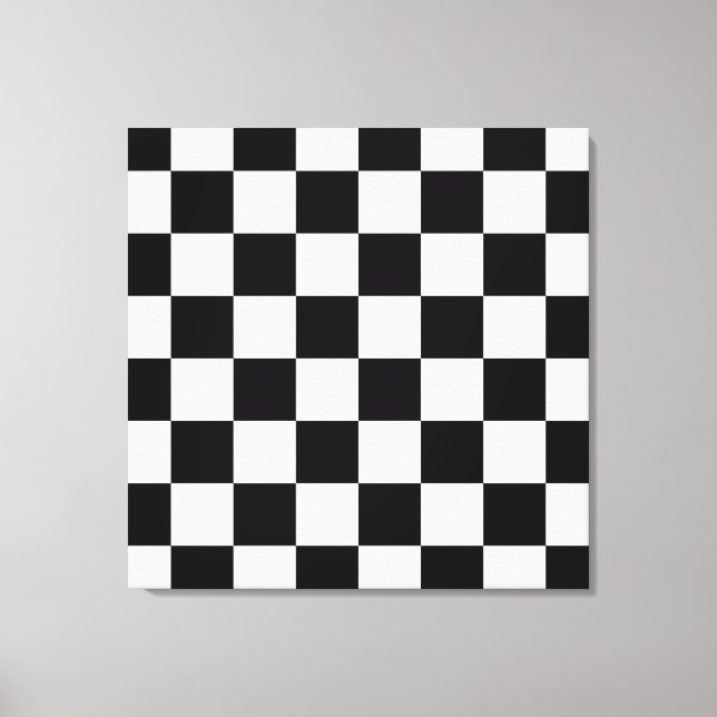 Black, White Checkerboard Wrapped Canvas Print (Front)